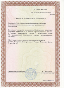 Приложение к лицензии